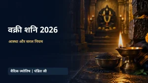 वक्री शनि 2026 - शनि उपासना का दीपक और तिल का दृश्य
