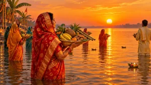 Chhath Puja 2026 - घाट पर सूर्य को अर्घ्य देते श्रद्धालु