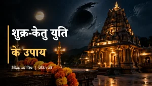 शुक्र केतु युति - शुक्र ग्रह और केतु की छाया के साथ दीपक और गेंदे की माला